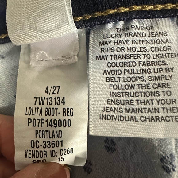 Lucky Brand Lolita Orta Boot Cut Denim Dark Wash Blue Jeans Womens 27 Waist sz 4 - Picture 13 of 14